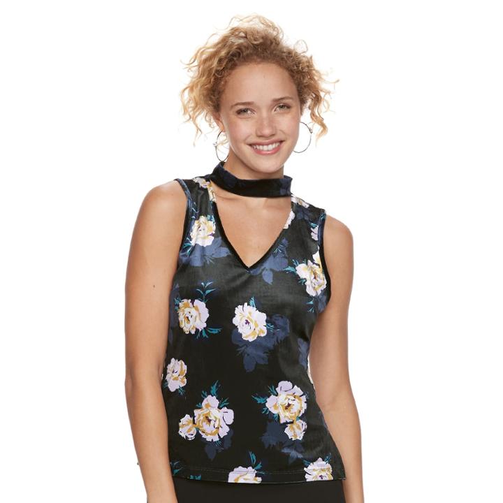 Juniors' Candie's&reg; Velvet Choker Tank, Size: Small, Oxford