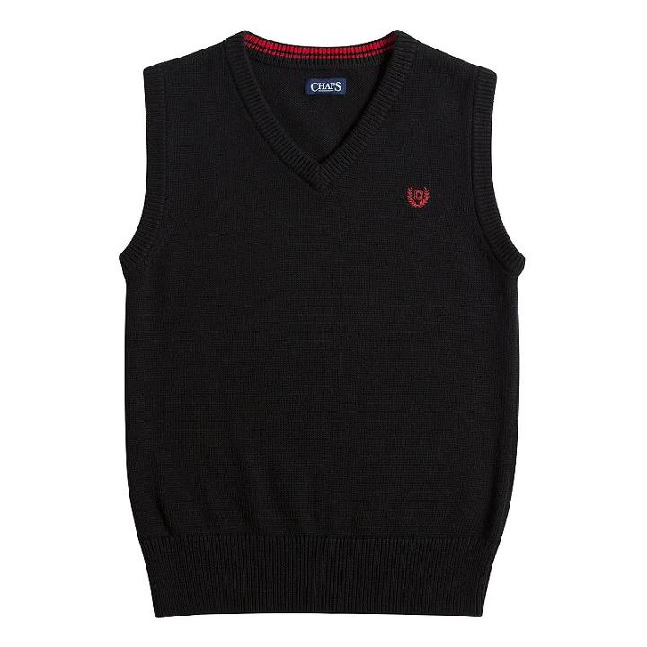 Boys 8-20 Chaps Solid Sweater Vest, Boy's, Size: Medium, Black