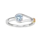Two Tone Sterling Silver Lab-created Aquamarine Ring, Women's, Size: 6, Blue