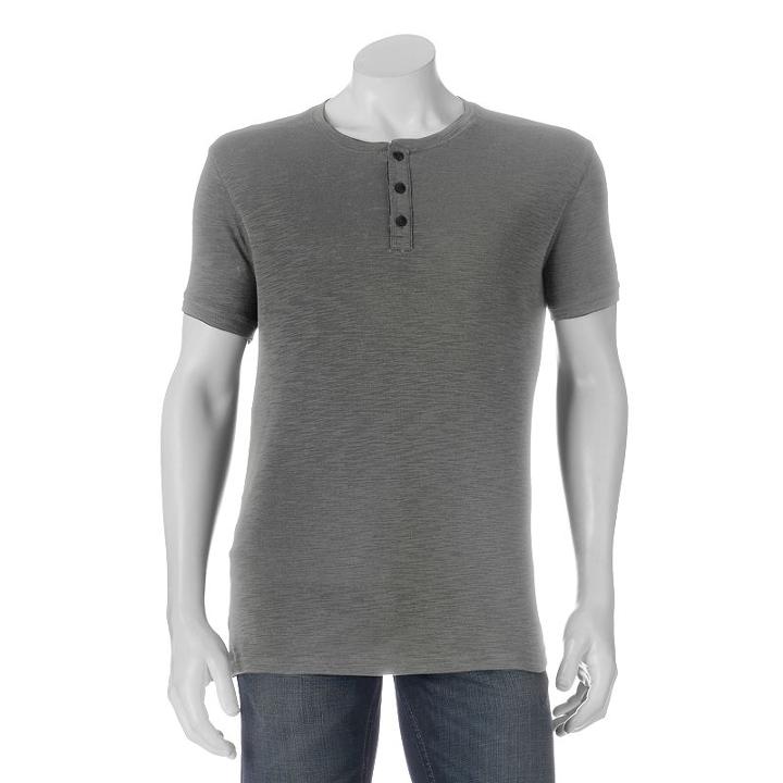 Men's Apt. 9&reg; Modern-fit Slubbed Henley, Size: Xxl, Dark Grey