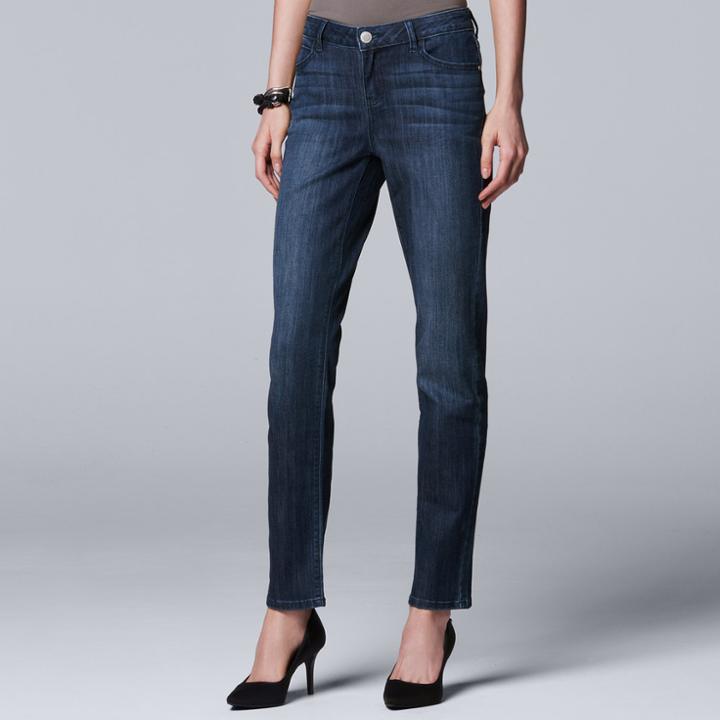 Women's Simply Vera Vera Wang Straight-leg Jeans, Size: 16, Blue (navy)