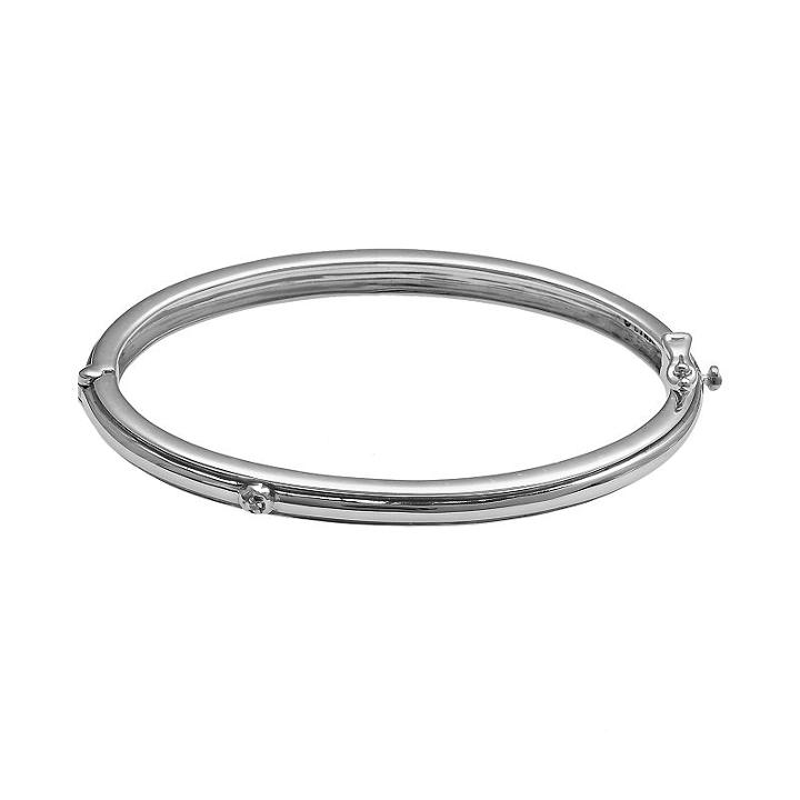 Lyric Sterling Silver Diamond Accent Flower Bangle Bracelet - 2 3/4-in. Width, Women's, Multicolor