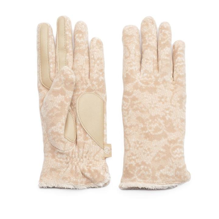 Women's Isotoner Fleece Tech Gloves, Beig/green (beig/khaki)