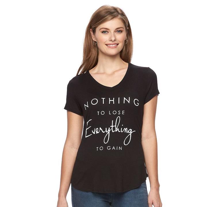 Women's Apt. 9&reg; V-neck Graphic Tee, Size: Small, Oxford