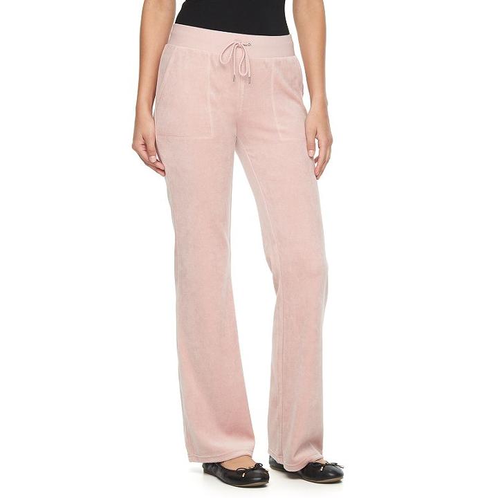 Women's Juicy Couture Solid Bootcut Velour Pants, Size: Large, Brt Pink