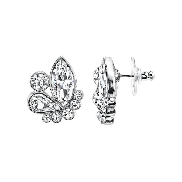 1928 Crystal Geometric Cluster Stud Earrings, Women's, White