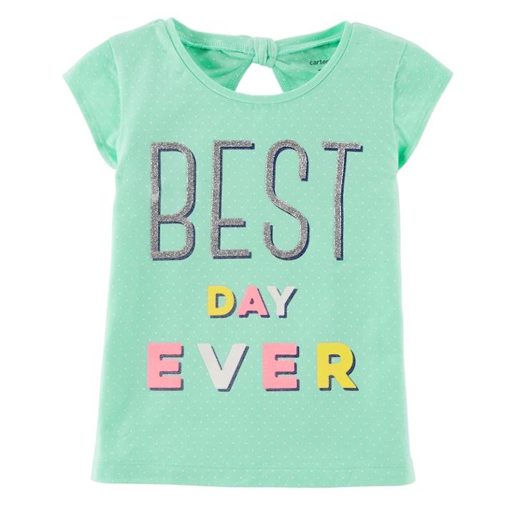 Girls 4-8 Carter's Glitter Graphic Bow Back Tee, Size: 4-5, Green Print