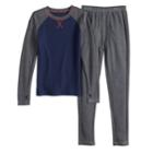 Boys 4-18 Cuddl Duds Printed Thermal Top & Bottoms Set, Size: 12-14, Med Grey
