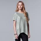 Women's Simply Vera Vera Wang Foil Shark-bite Hem Top, Size: Xs, Grey