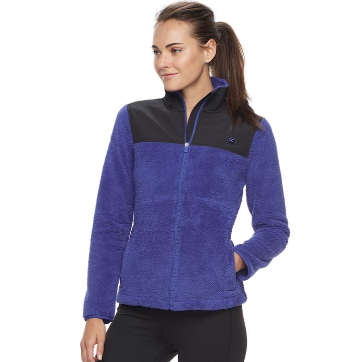 Women's Fila Sport&reg; Long Sleeve Fleece Jacket, Size: Large, Med Purple