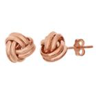 14k Rose Gold Over Silver Love Knot Button Stud Earrings, Women's, Pink