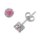 Junior Jewels Sterling Silver Lab-created Pink Sapphire Crown Stud Earrings - Kids, Girl's