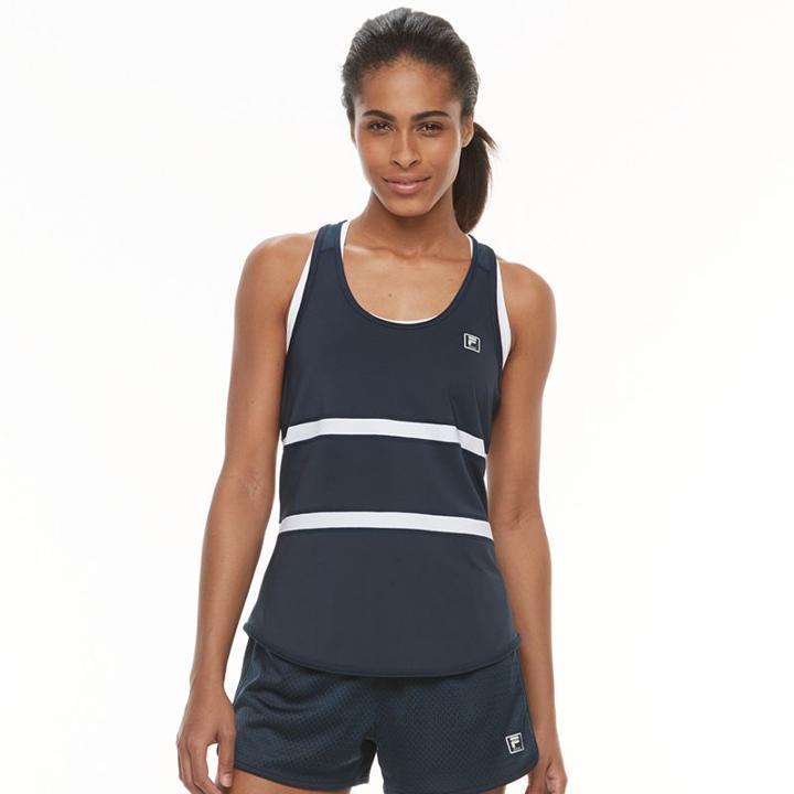 Women's Fila Sport&reg; Striped Racerback Tank, Size: Large, Blue (navy)