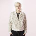 Women's Juicy Faux-fur Bomber Jacket, Size: Small, Natural