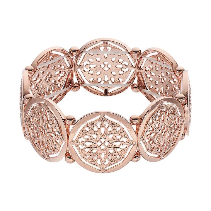 Mudd&reg; Filigree Disc Stretch Bracelet, Girl's, Pink Ovrfl