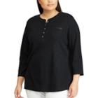 Plus Size Chaps Henley Pocket Top, Women's, Size: 1xl, Black