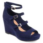 Journee Collection Skyla Women's High Heel Wedges, Size: Medium (6), Blue