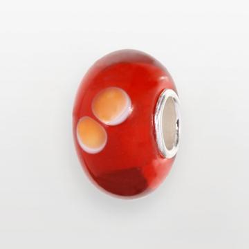 Individuality Beads Sterling Silver Red Glass Orange Circle Bead, Women's