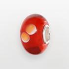 Individuality Beads Sterling Silver Red Glass Orange Circle Bead, Women's