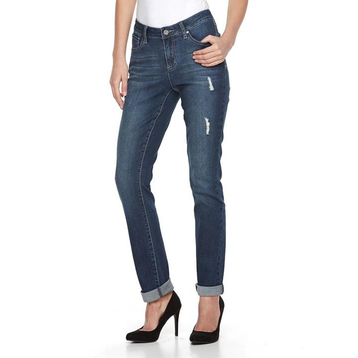 Women's Earl Jean Distressed Roll-tab Skinny Jeans, Size: 6, Grey Other