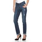 Women's Earl Jean Distressed Roll-tab Skinny Jeans, Size: 6, Grey Other