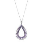Sterling Silver Cubic Zirconia Teardrop Pendant Necklace, Women's, Size: 18, Purple