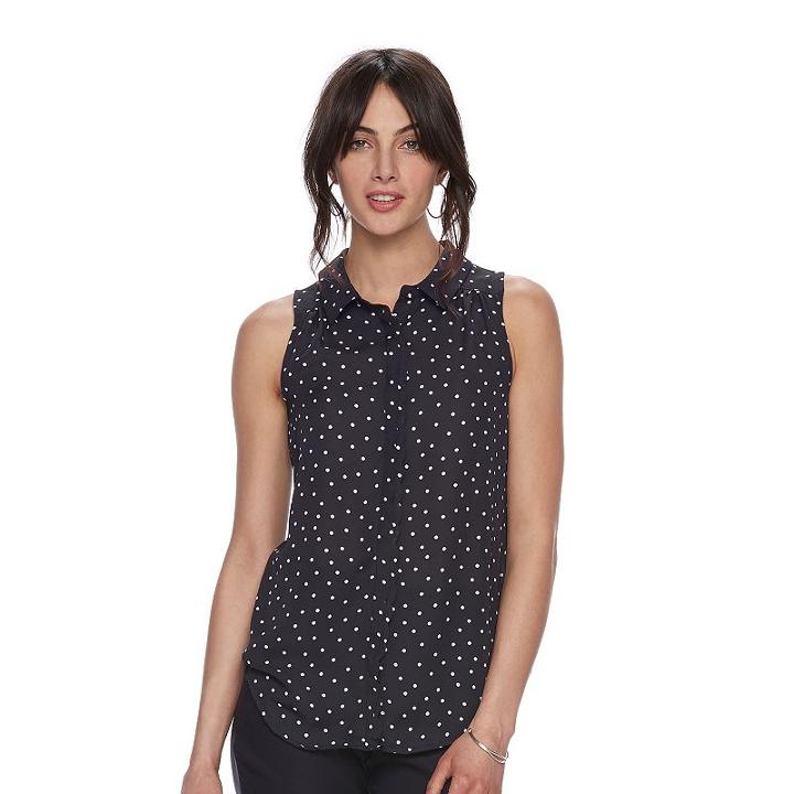 Women's Elle&trade; Scallop Chiffon Blouse, Size: Xxl, Black