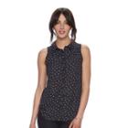 Women's Elle&trade; Scallop Chiffon Blouse, Size: Xxl, Black