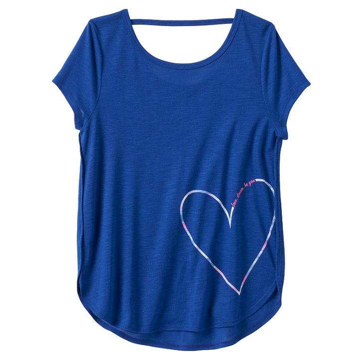Girls 7-16 & Plus Size So&reg; Short Sleeve Bar Back Tee, Girl's, Size: 16, Dark Blue