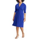 Plus Size Chaps Solid Knot-front Empire Dress, Women's, Size: 14 W, Blue