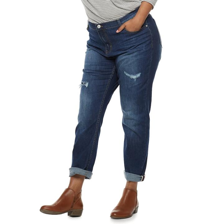 Juniors' Plus Size Unionbay Low-rise Ballard Slim Boyfriend Jeans, Teens, Size: 22 W, Brown Over
