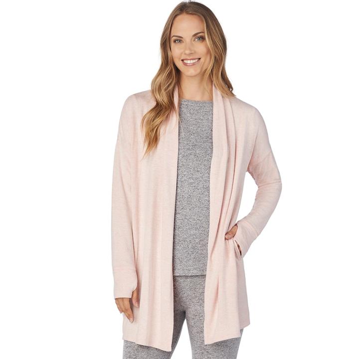 Women's Cuddl Duds Soft Knit Wrap Cardigan, Size: L-xl, Orange