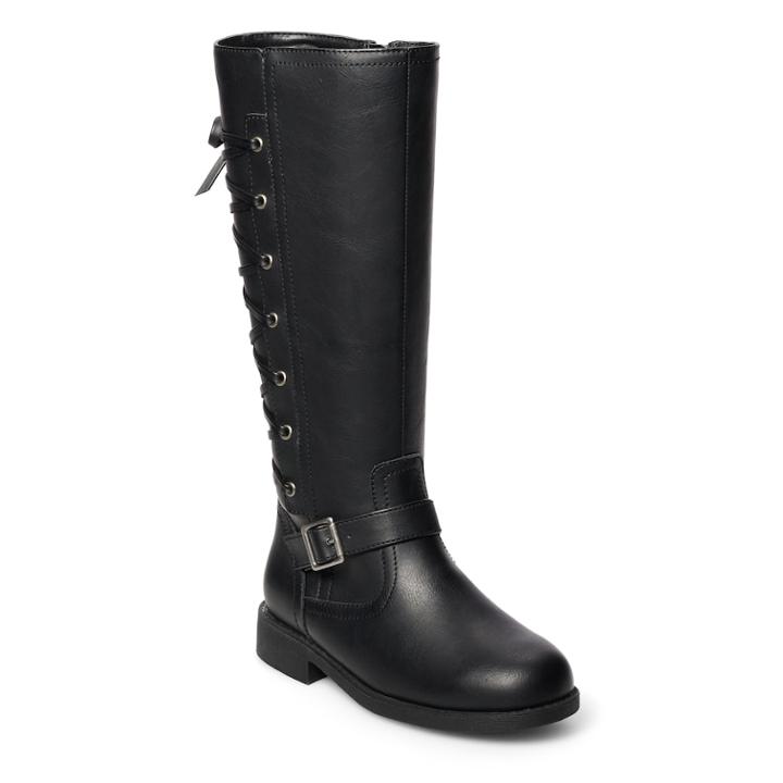 So&reg; Kimberly Girls' Knee High Boots, Size: 1, Black