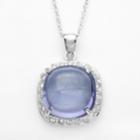 Sterling Silver Cubic Zirconia And Crystal Frame Pendant, Women's, Size: 18, Purple