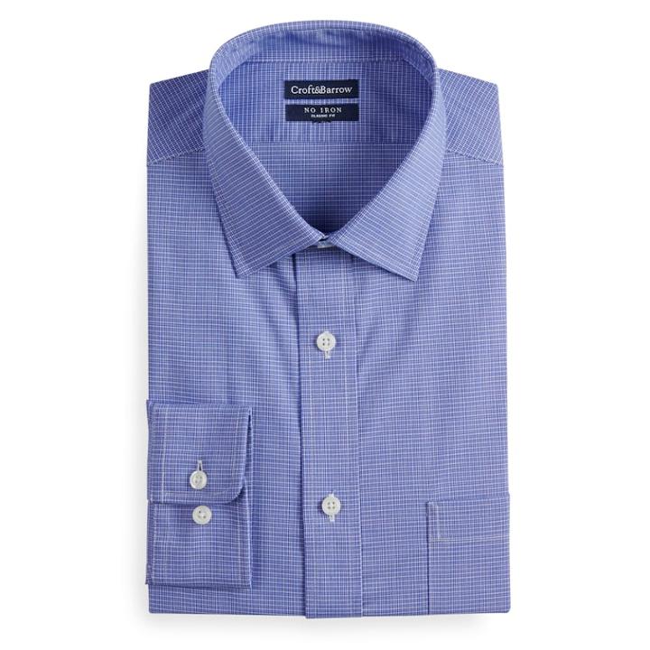 Men's Croft & Barrow&reg; Regular-fit Non-iron Stretch Dress Shirt, Size: 17.5-32/33, Blue