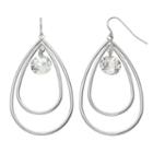 Cubic Zirconia Nickel Free Double Teardrop Earrings, Women's, Silver