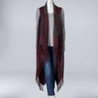 Simply Vera Vera Wang Brushed Colorblock Fringed Long Vest, Women's, Dark Red