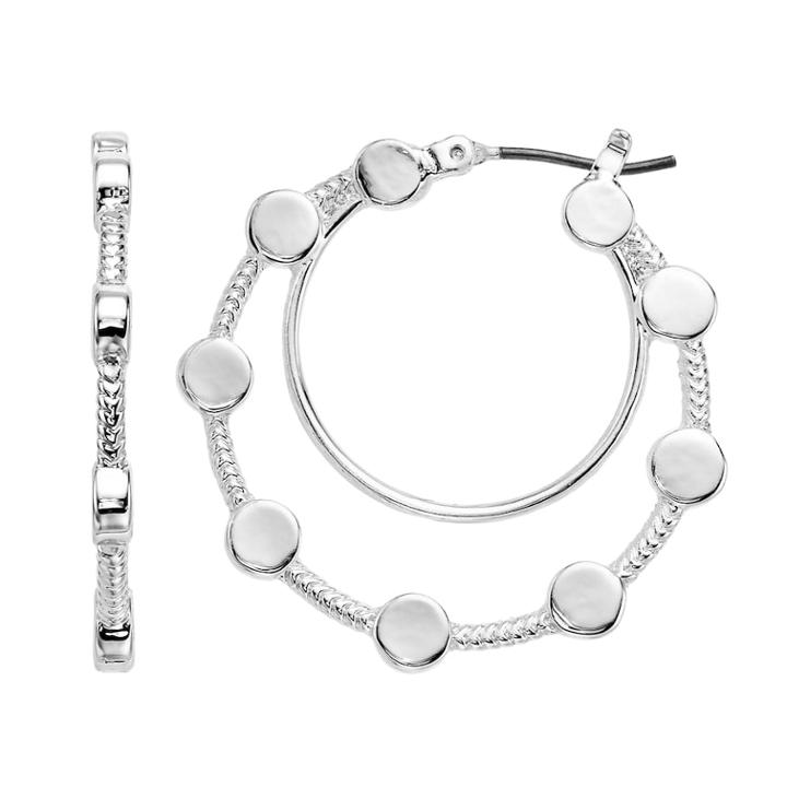 Dana Buchman Disc Double-hoop Earrings, Women's, Silver