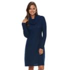 Women's Dana Buchman Mitered Cowlneck Sweater Dress, Size: Large, Blue (navy)