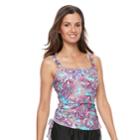 Women's Croft & Barrow&reg; D-cup Drawstring Tankini Top, Size: 10, Blue Feather Paisley