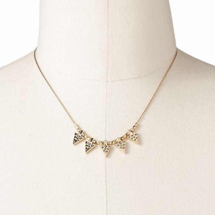 Lc Lauren Conrad Gold Tone Textured Spike Charm Collar Necklace