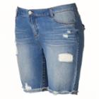 Juniors' Plus Size Mudd&reg; Ripped & Frayed Jean Bermuda Shorts, Girl's, Size: 20 W, Dark Blue