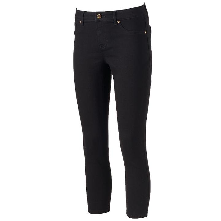 Women's Jennifer Lopez Cropped Super Skinny Jeans, Size: 18, Black