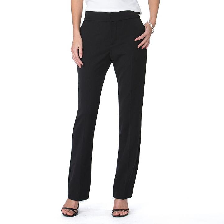 Women's Chaps Twill Straight-leg Pants, Size: 16, Black