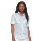 Women's Croft & Barrow&reg; Roll-tab Shirt, Size: Xl, Med Blue