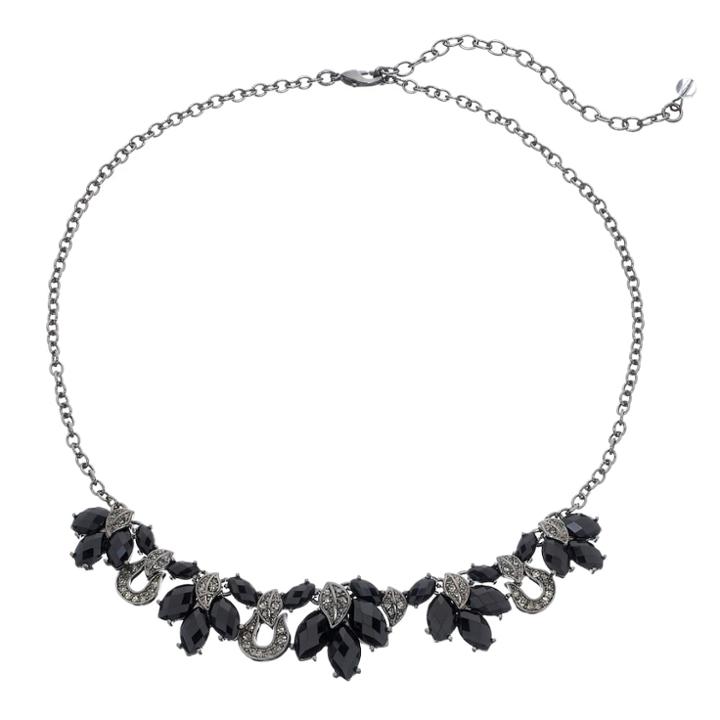 Napier Leaf & Marquise Cluster Necklace, Women's, Black