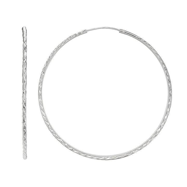 Primrose Sterling Silver Textured Endless Hoop Earrings, Women's, Grey