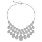Glitter Oval Statement Necklace, Women's, Silver