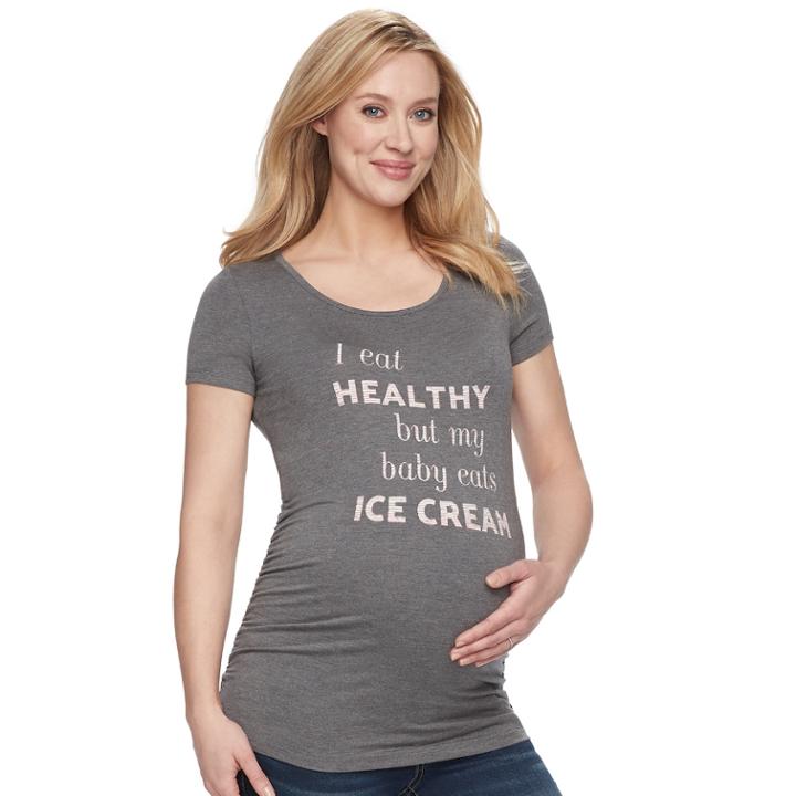 Maternity A:glow Ruched Graphic Tee, Women's, Size: Xxl-mat, Grey