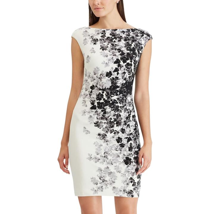 Women's Chaps Floral Sheath Dress, Size: Large, Black